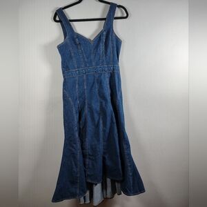 Tractr Indigo Denim High Low Maxi Flare Dress Size Large